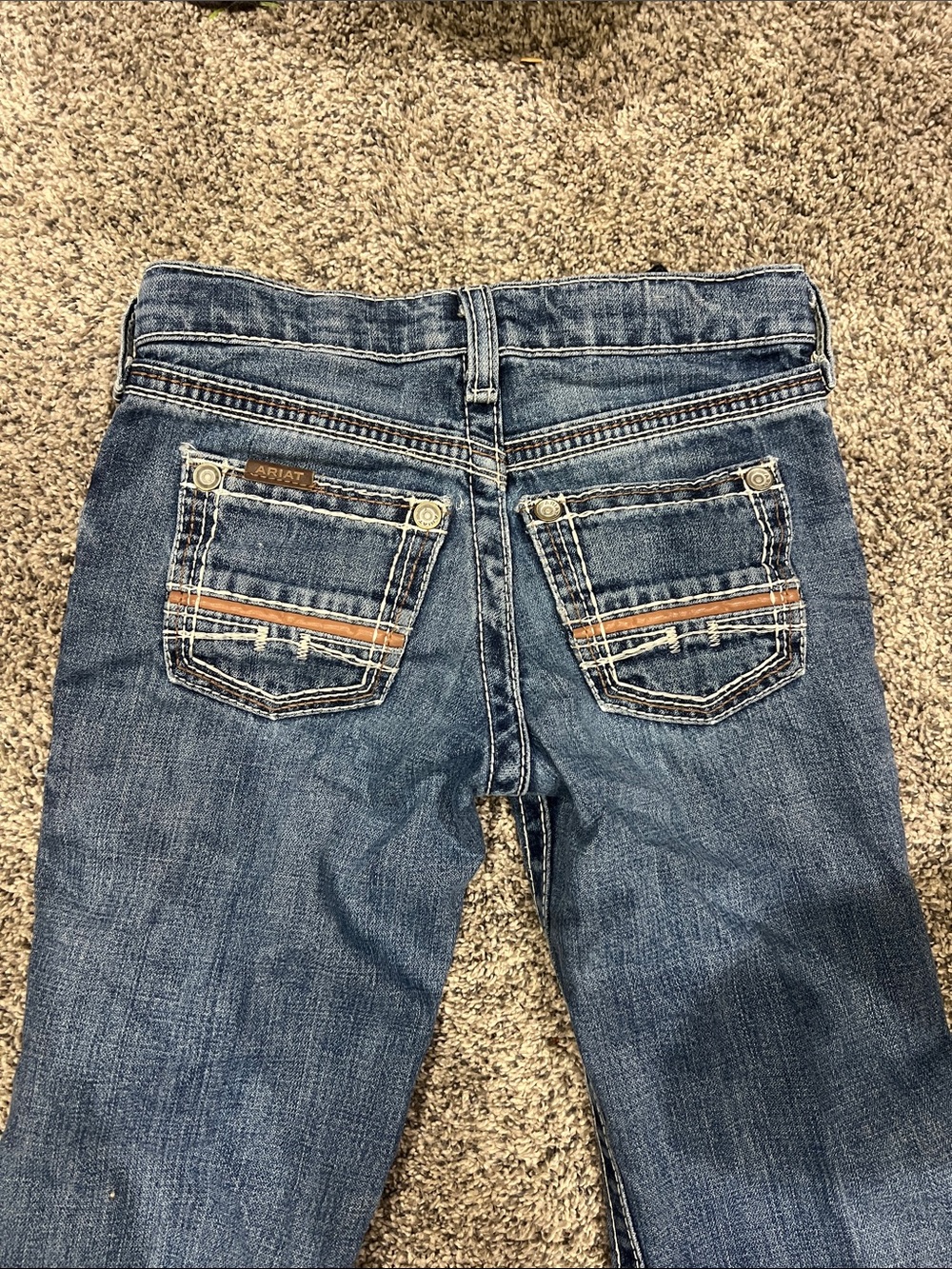 Ariat Medium Blue Denim Jeans with Brown Accent Trim